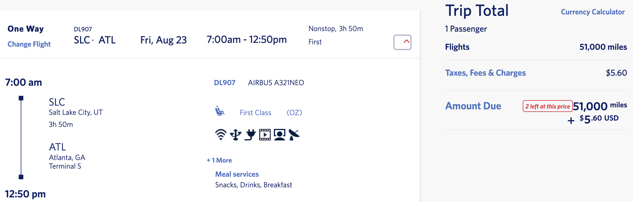 Delta SkyMiles SLC to ATL